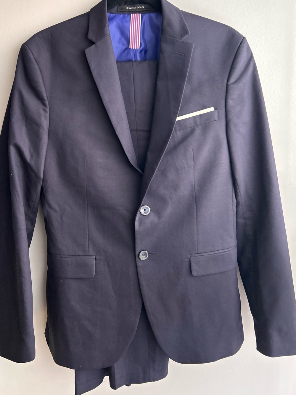 Men’s Zara FULL SUIT (Pants and blazer) - Dark Navy Two-Button Suit Jacket